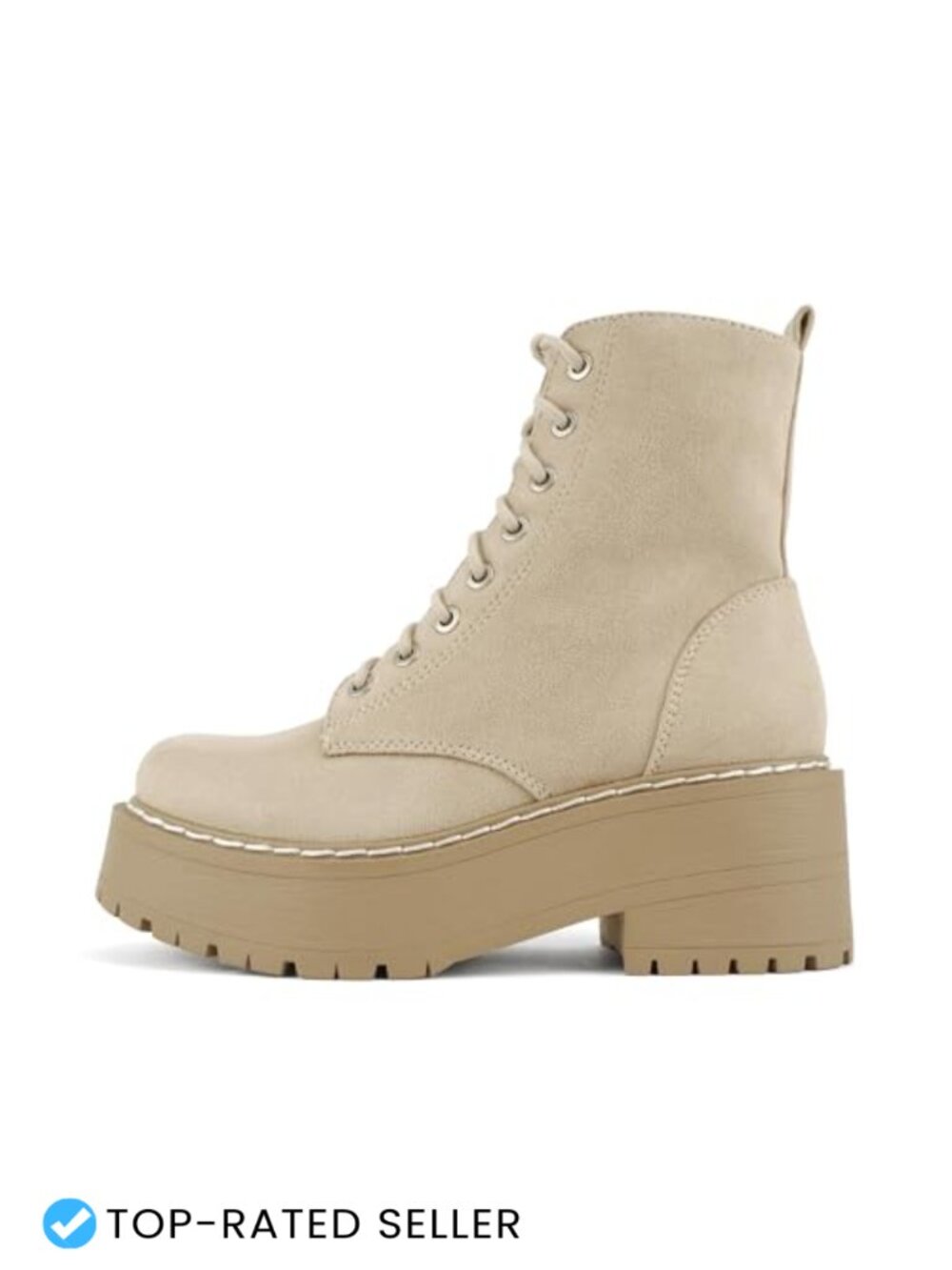 Soda FLING Women's Chunky Lug Sole Lace Up Combat Ankle Boot with Side Zipper